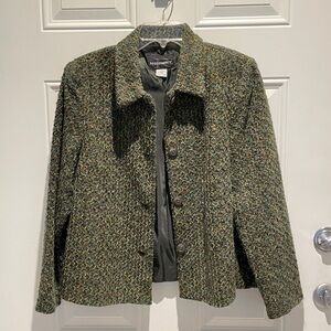 Requirements Tweed Green Button-down Jacket Blazer Coat Size 12, Business Casual